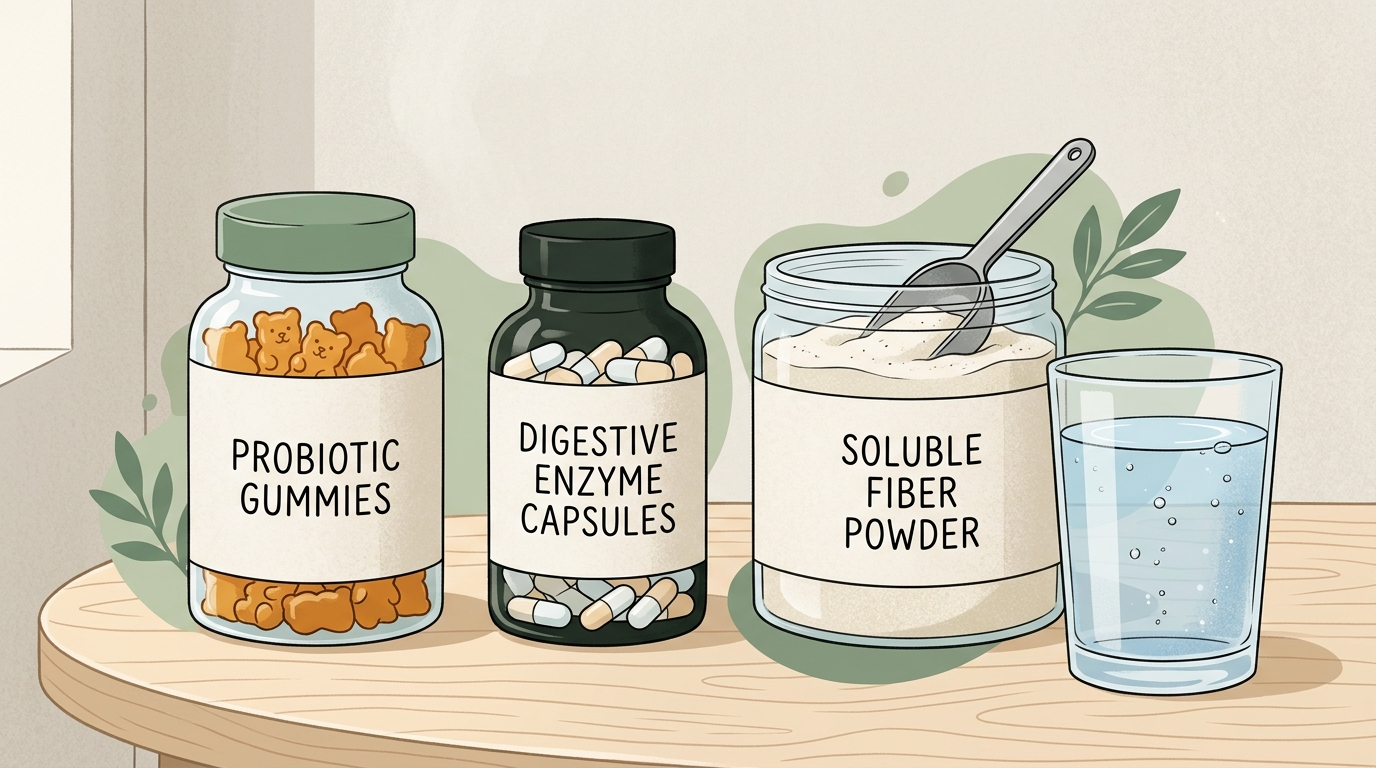 What Should I Take for Gas and Bloating? A Practical Comparison of Probiotics, Enzymes, and Fiber