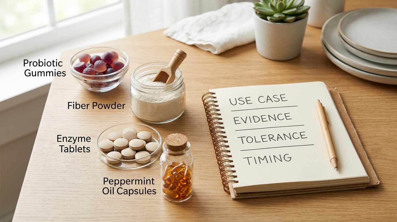Gut Health Supplements That Made a Difference: Probiotics, Fiber, Enzymes, and Peppermint Compared