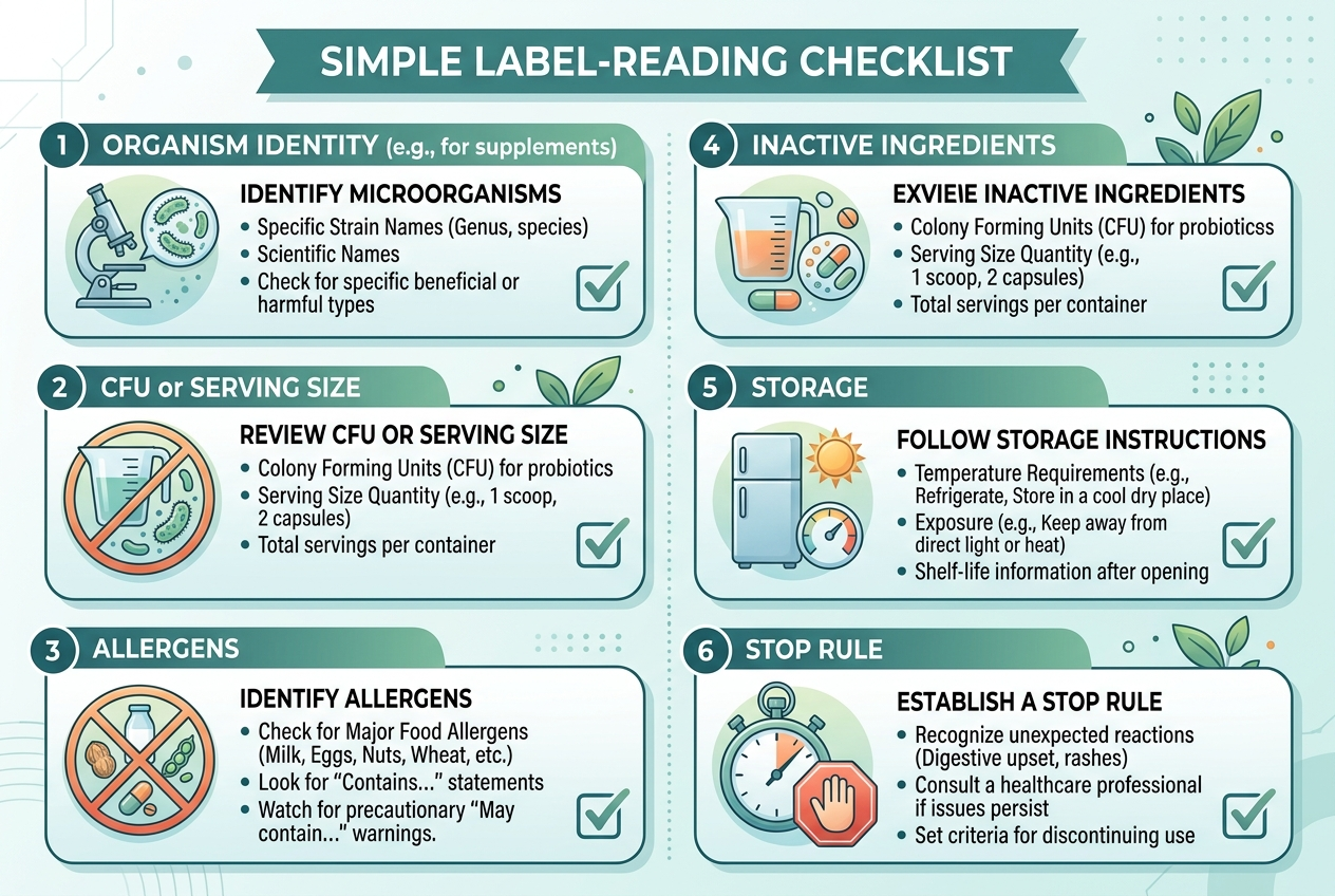 Checklist for choosing probiotics when your stomach is sensitive.